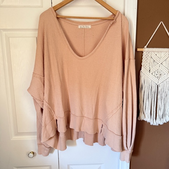We The Free Tops - We the Free Free People Waffle Knit Longsleeve Pinky Nude / Oversized Medium